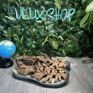 KEEN Women's Whisper Sandal 1003713 Coffee Liqueur/Yellow Sz 11